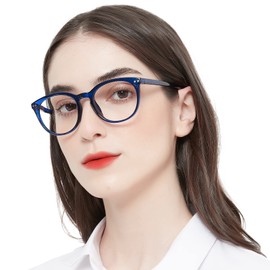 MARE AZZURO Large Round Bifocal Reading Glasses +2.75 Women Blue Light Blocking Readers 1.00 1.25 1.50 1.75 2.00 2.25 2.50 2.75 3.00 3.50 (Blue, 2.75)