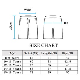 Ewbob Boys Swim Trunks Bathing Suit Swim Shorts Compression Liner with Pocket Quick Dry Swimwear Teen Beach Shorts 8-16 Years-1213-Blue White-15-16Years