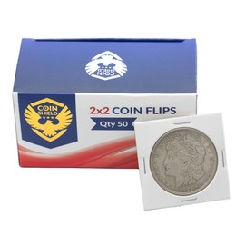 50 Large Dollar 2x2 Premium Cardboard Coin Flips Paper Holders Mylar Archival Safe Storage