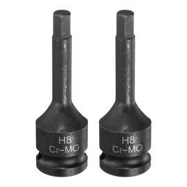 sourcing map 2pcs H8 (8mm) Hex Impact Bit Socket 1/2" Drive Sockets CR-MO Steel Hex Lengthen Screwdriver Socket Adapter for Electric Ratchet Wrenches Fastening Screws