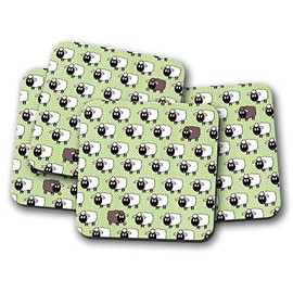 4 Set - Cartoon Sheep Coaster - Lamb Spring Easter Kids Farm Son Fun #12406