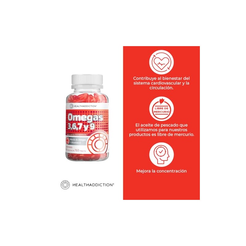 HEALTHADDICTION - 2 Pack Suplemento Omega 3, 6, 7 y