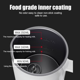 Electric Milk Frother 400W 580ml/19.61oz Warm and Cold Milk Foamer Silent Operation 4 In 1 Automatic Non Slip Stainless Steel Maker for Coffee Latte Cappuccino Hot Chocolate