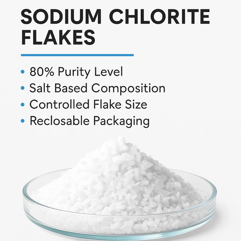 Sodium Chlorite Flakes, 80% Tech Grade -1000g 1 Kg Clorito