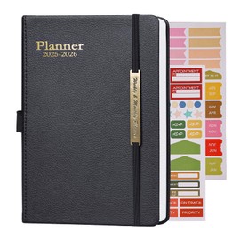 Samboo A5 18 Month Planner Calendars Weekly and Monthly Planner refill 2025-2026 with 100 Pages, For work, Planning, Study, Travel, Drawing, Sketching and Project, 5.5" x 8.1", Black