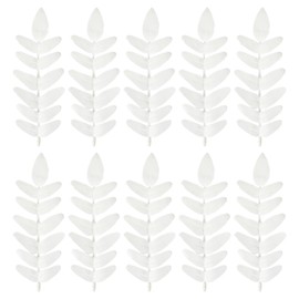 PATIKIL 7"x3" Artificial Green Leaves, 10 Pcs Fake Shrubs Leaves Faux Silk Greenery Leaves Simulation Flower Leaf for Home Office Decor, White