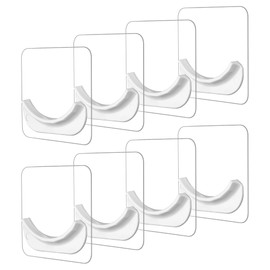 Amuille 8 Pack Adhesive Shower Curtain Rod Wall Holder, No Drilling Tension Bracket, Invisible Rod Retainer Easy Installation 2.4 Inch