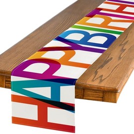 Artoid Mode Camino de Mesa Cumpleaños Feliz Multicolor, Decoración de Mesa para Cocina y Comedor, Fiesta y Hogar, 13 x 72 Pulgadas