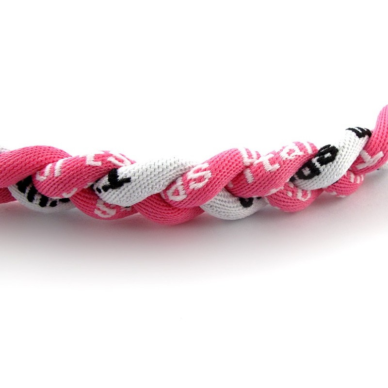 MapofBeauty 18" Three Braided Rope Sport Tornado Necklace (Pink/White)