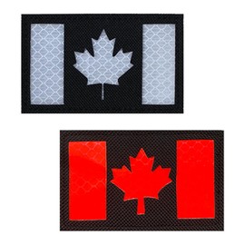 2 PCS Canada Maple Flag IR Infrared Reflective Tactical Patch for Backpacks,Jeans,Hats,Jackets,Uniforms,Armband,Pants,Clothes,Biker,Pouch Hook and Loop Emblem Applique Patch