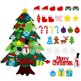 AWAVM 41PCS Felt Christmas Tree DIY Wall Hanging Christmas Tree Christmas Decoration Set Homemade Christmas Tree