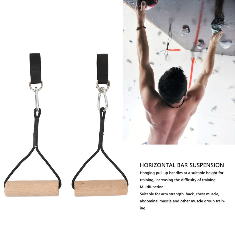 Wooden Gymnastic Rings Portable Pull Up Handles Arm Strength Trainer