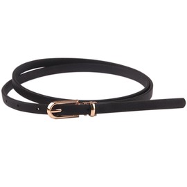 KASSAI One-Point Belt - Slim Belt, Total Length 106cm (41.7 inches), Width 1cm (0.4 inches), Size Adjustable by Cutting, Women's, Casual, Business, Inspected in Japan, Black