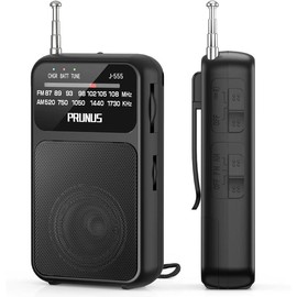 J-555 Pocket Radio AM FM USB-C Charging& Battery Operated, Excellent Reception& Clear Speaker and Headphone Jack, Back Clip, Flashlight, Transistor Radios, Portable Radios AM FM, Mini Radio Audio Rechargeable Lanyard Christmas Local Magnetic Black - Colo