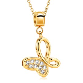 QGJNSGC Butterfly Cremation Jewelry for Men Women Keepsake Memorial Urn Butterfly Necklace Remembrance Pendant Ashes Holder of Loves Ones Jewellery Gift (Gold)