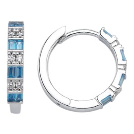 GARVIS Aquamarine CZ Earrings; Rhodium Plated 925 Sterling Silver: Azure Radiance: For Women - Anniversary, Valentine’s Day, Birthday, Christmas, Jewelry Gift, Normal, Gemstone, Aquamarine