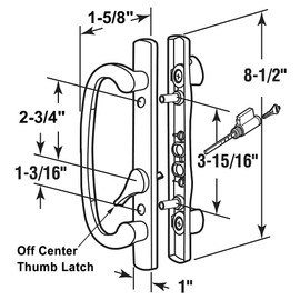 ACEPLANET Offset Position Keyed Sliding Patio Door Handleset with Mortise Lock, 45° Keyway, 3-15/16" H.C., Fits 1-3/8" to 2" Thick Doors, Non-Handed, White Diecast