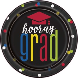 Unique Party 72664 - 18cm Colourful Graduation Paper Plates, Pack of 8