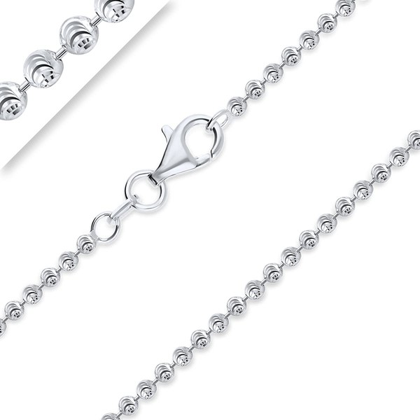 Planetys - Moon Ball Chain Diamond-Coated 925/1000 Silver Rhodium-Plated Width