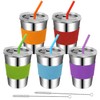 Rommeka Toddler Cups with Straws, 18/8 Stainless Steel Children Smoothie