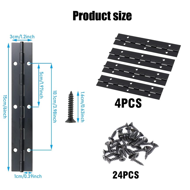 Eowppue Set of 4 Piano Band with 24 Screws, Metal