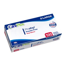 [100 Count] Careplus Disposable Plastic Pro Vinyl Clear Extra Latge Large Gloves, Allergy, Latex And Powder Free, Great For Home Kitchen Or Office Cleaning, Cooking, 1 Box
