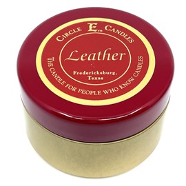 Circle E Candles, Leather Scent, Small Size Jar Candle, 8oz, Christmas Gift for Him, Rich Masculine Aroma, Holiday Candle, Cozy Winter Stocking Stuffer
