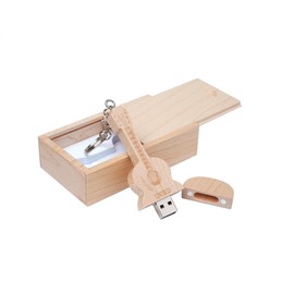Guitar Shaped Maple Wood Memory Stick USB Flash Drive in Wood Box (2.0/8GB, Maple Wood)