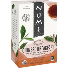 Numi Organic Tea Chinese Breakfast, 18 Count Box of Tea Bags, Yunnan Black Tea (Packaging May Vary)