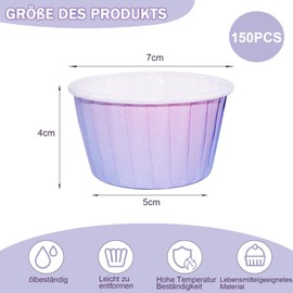 Paper Muffin Cases, Pack of 100 Cupcake Moulds, Cupcake Wrapper Cupcake Muffins Moulds, Baking Cups for Weddings, Parties, Birthdays, Christmas (Pink-Blue)