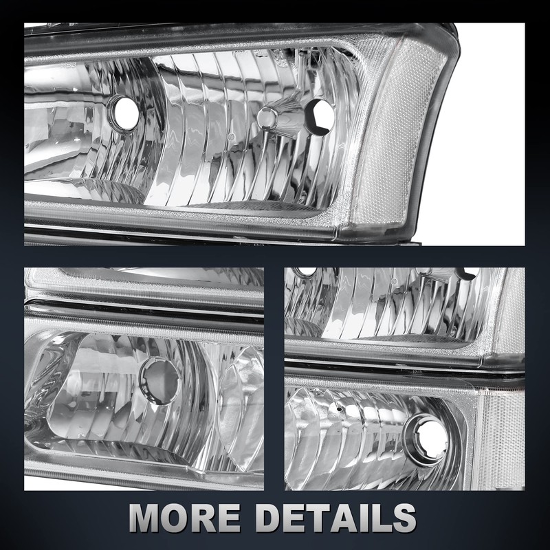 MOSTPLUS Headlight Assembly Compatible with 2003-2006 Chevy Silverado/Avalanche 1500/2500 Front