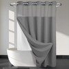 JYhoney No Hook Grey Waffle Weave Shower Curtain with Snap