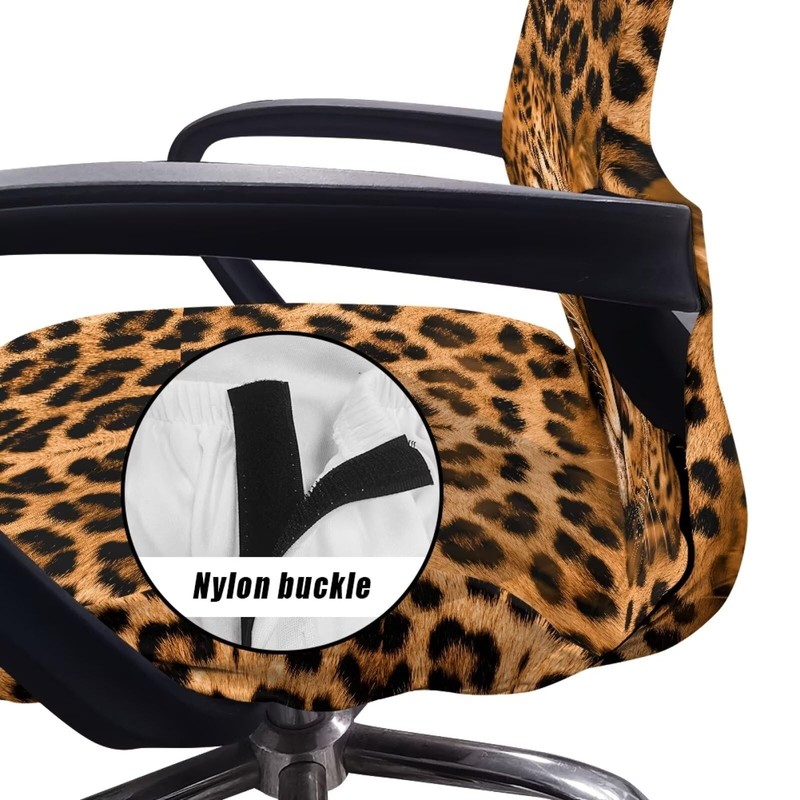 Talayituse Leopard Print Stretch Computer Office Chair Cover Universal Rotating