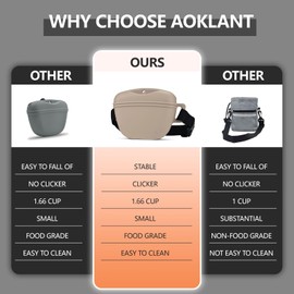 AOKLANT Pet Training Snack Pouch with Clicker 2.0 Upgraded Magnetic Closure, 1.66 Cup Silicone Belt Pouch for Dog Treats，Perfect for Training and Walking