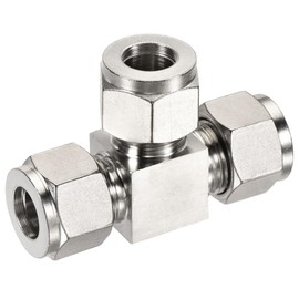 sourcing map Quick Connect Air Line Compression Fittings 304 Stainless Steel 12mm OD Tube 3 Way T Type Tee Union Splitter Connector