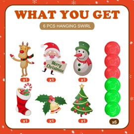 HIFANMM Christmas Hanging Swirls Decoration Winter New Year Hanging Foil Swirls Ceiling Decor for Xmas Party Supplies Xmas Tree Reindeer Socks Bell Santa Claus Snowman Ceiling Hanging 6Pcs