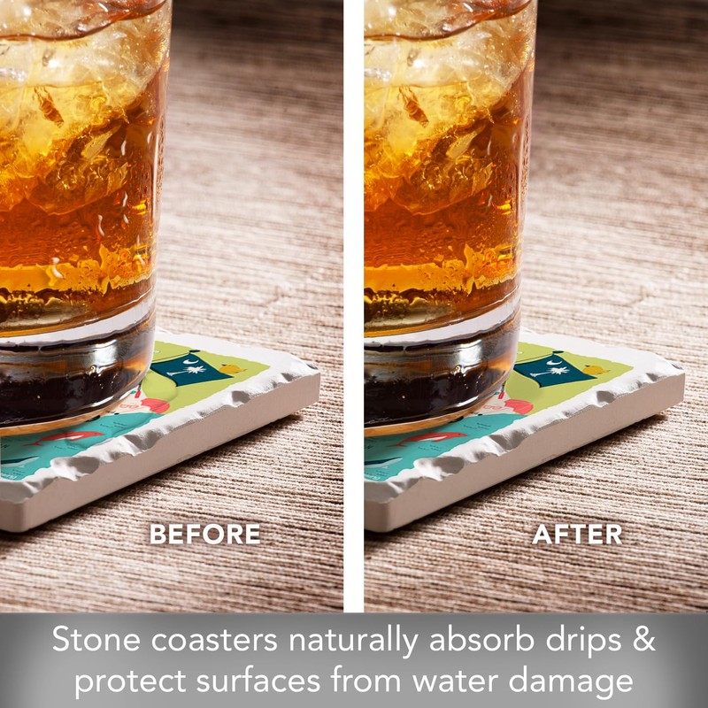 Thirstystone South Carolina 4 Pack Tumbled Tile Stone Coasters with