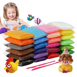 Wolwefa Modeling Clay Kit - 24 Colors Air Dry Ultra Light Clay, Magic Clay, DIY Molding Clay for Kids, DIY Clay Kit with Sculpting Tools, Decoration Accessories, Kids Art Crafts