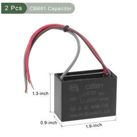 YOKIVE Pack of 2 Ceiling Fan Capacitor CBB61 Metallised Polypropylene Film Capacitor Perfect for Fans Pumps Motors Running (5/5uF 250V AC 3 Wires 50/60Hz)