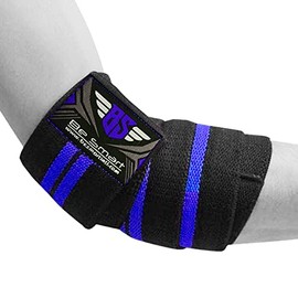 BeSmart HEAVY DUTY ELBOW SLEEVES SUPPORT WRAPS STRAPS GYM POWER WEIGHT LIFTING PAIR (Blue, One Size)