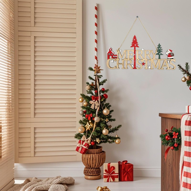 Merry Christmas Sign,Christmas Hanging Ornament,Christmas's Door Plaque Sign,Santa Tree Xmas