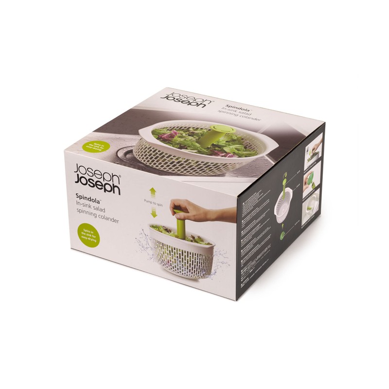Joseph Joseph Spindola in Sink Salad Spinner, 2-in-1 Colander, Salad