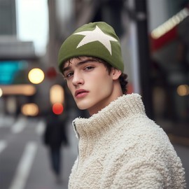 Clakllie Y2k Beanie for Women Men Cool Knitted Hats Graphic Beanie for Skiing Hip Hop Skullcap Stretchable Watch Beanies,HKN02-Green