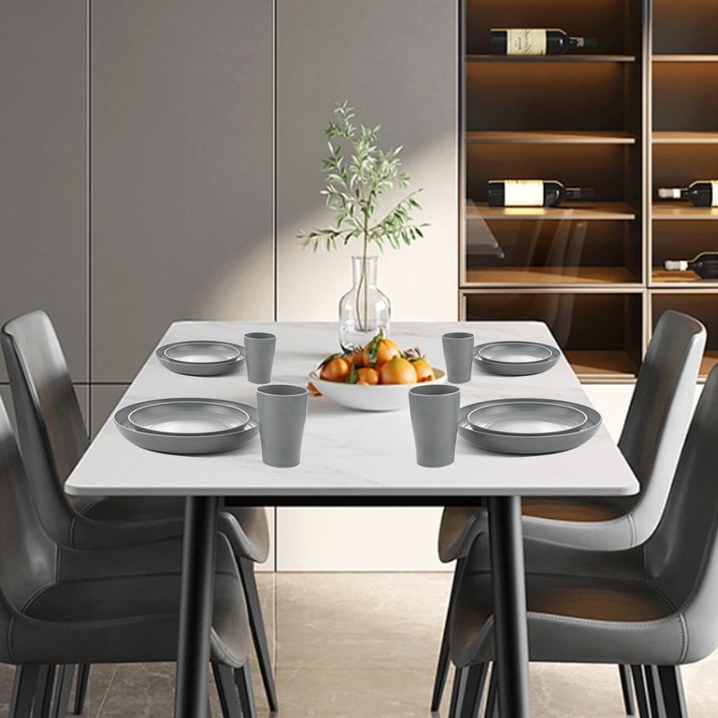 Supernal 32pcs Wheat Straw Dinnerware Sets,Unbreakable Dinnerware Sets for 8,Reusable