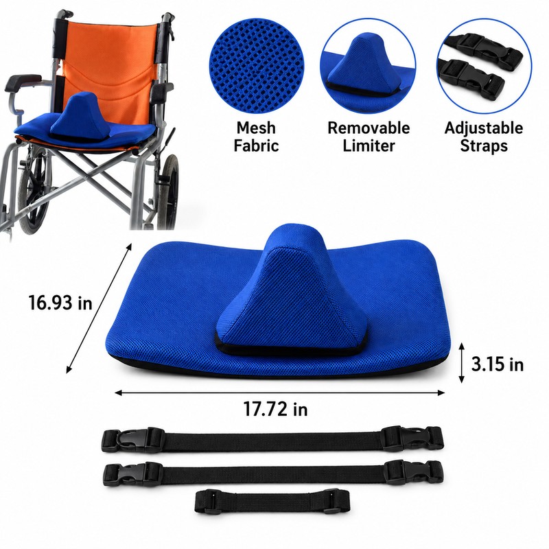 Wheelchair Seat Cushion with Adjustable Positioning Limiter – Removable Washable