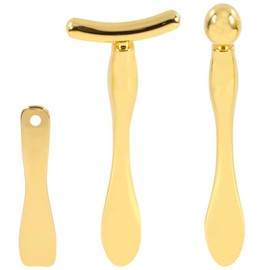 Arcemain Metal Eye Face Cream Applicator Stick and Mini Cosmetics Spoon Spatula, Zinc Alloy Makeup Spoon Metal Eye Facial Massager for Facial Cosmetic Face Cream (Gold)