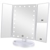 Flymiro Tri-fold Lighted Vanity Makeup Mirror with 3x/2x Magnification,21 LEDs