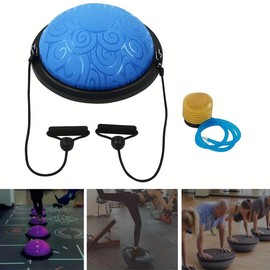 Thicken Explosion-proof Balancing Half Ball, Resistance Bands & Pump Set, Yoga Trainer, Pilates Fitness Exercise Equipment