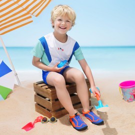 STQ KIDS Water Aqua Shoes Kids Boy Girl Beach Swim Quick Dry Non Slip Wetsuit Skin Toddler Wet Swimming Pool Sea Surf Children Lightweight Sport Fashion Casual Outdoor Royal Blue Orange 12.5 UK Child