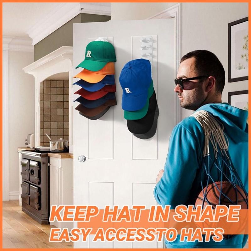 2-Pack Black Hat Organizer for Wall/Door/Closet Storage, Holds 16 Baseball